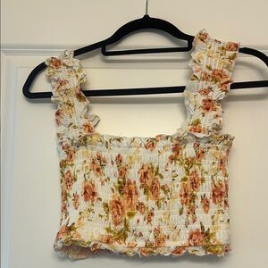 Altar'd State Orange Tan Smocked Crop Top